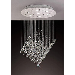 Luminaire Center Suspension Colorado diamant 7 Ampoules chrome poli/cristal