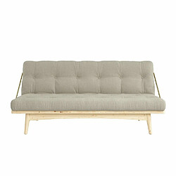 Inside 75 Banquette futon FOLK en pin massif coloris lin couchage 130 x 190 cm.