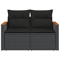 Maison Chic Canapé de jardin avec coussins 2 places | Canapé d'extérieur | Fauteuil,Banquette Jardin noir résine tressée -MN31487 pas cher