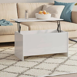 Maison Chic Tabls basse,Table Console pour salon Blanc brillant 102x55,5x52,5 cm Bois d'ingénierie -MN39879