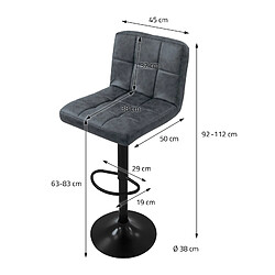 Avis ML-Design Lot de 4 tabourets de bar rembourrées simili anthracite chaise hauteur réglable