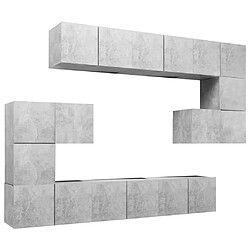 Maison Chic Ensemble de meubles TV 10 pcs | Banc TV Moderne pour salon | Meuble de Rangement - Gris béton Aggloméré -MN36968