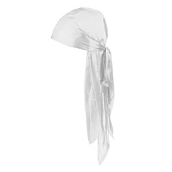 Acheter 2pcs Casquettes Durag Casquette avec Longue Queue Casquette de Vagues en Soie Chapeau Durag - Blanc