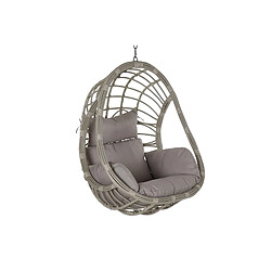 Pegane Fauteuil de jardin suspendu en rotin synthétique avec coussin gris - Largeur 92 x Hauteur 113 x Profondeur 70 cm