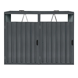 AXI Owen Cache Poubelle Métallique Anthracite/Acier Galvanisé Résistant aux Intempéries - Abri Poubelle pour 2 conteneurs - Max. 240L/480L - Abri Poubelle Extérieur avec Excellente Ventilation