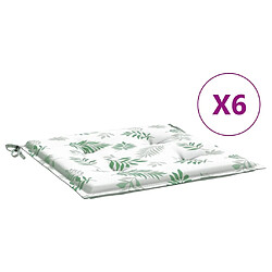 vidaXL Coussins de chaise lot de 6 motif de feuilles 50x50x3 cm tissu