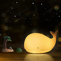 Universal Nuit enfant mignon silicone LED baleine lumière de nuit lumière de nuit enfant avec interrupteur tactile chambre de bébé portable, chambre à coucher, salon, cadeaux lumière blanche chaude, (blanc)