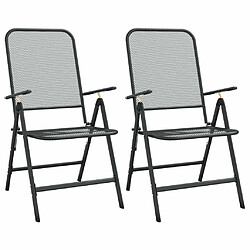 Avis Ensemble à manger de jardin 3 pcs,Table et chaise à dîner anthracite métal maille -MN50568