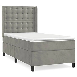 Maison Chic Lit adulte- Lit + matelas,Sommier à lattes de lit et matelas Gris clair 90x200 cm Velours -GKD72065