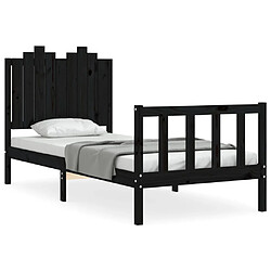 Maison Chic Lit adulte - Cadre Structure de lit avec tête de lit Contemporain noir 90x200 cm bois massif -MN97079