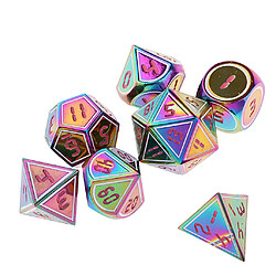 Avis Ensemble de 7pcs dés polyédriques en alliage de zinc arc-en-ciel pour le jeu Donjons u0026 Dragons A