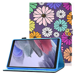 Etui en PU motif de couture, magnétique avec support, porte-cartes et porte-stylo pour Samsung Galaxy Tab A7 Lite 8.7-pouces T220/T225 - marguerites