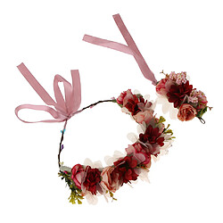 Fleur de mariage front guirlande bracelet main fleurs accessoires rouge