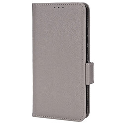 Etui en PU texture litchi, anti-rayures avec support gris pour votre Xiaomi Redmi 9A/Redmi 9AT