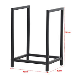 Helloshop26 Range-bûches pour usage intérieur extérieur porte-bûches design support rangement bois de chauffage en acier 40 x 30 x 50 cm noir 03_0006295