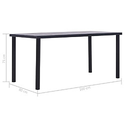 Acheter vidaXL Table à manger Noir et gris béton 160x80x75 cm MDF