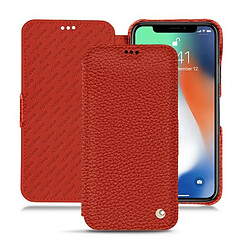 Housse cuir Apple iPhone Xs Max - Rabat horizontal - Papaye ( Pantone #b54317 ) - NOREVE