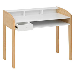 Pegane Table du bureau, meuble du bureau en bois coloris Blanc, naturel - Longueur 100 x Profondeur 52 x Hauteur 85 cm