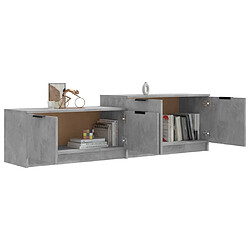 Avis vidaXL Meuble TV Gris béton 158,5x36x45 cm Bois d'ingénierie