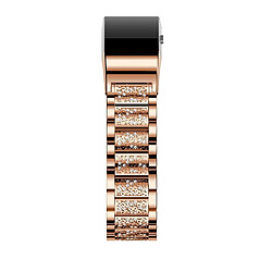 Avis Wewoo Bracelet pour montre connectée en acier inoxydable serti de diamants Fitbit Charge 2 or rose