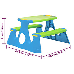 vidaXL Banc de pique-nique pour enfants 89,5x84,5x48 cm Polypropylène pas cher