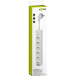 Goobay 41265 Bloc multiprise 5 prises avec interrupteur IO, sécurité enfant et 2 ports USB pour connecter jusqu'à cinq appareils électriques et deux périphériques USB