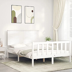 Maison Chic Cadre/structure de lit avec tête de lit pour adulte - Lit Moderne Chambre blanc petit double bois massif -MN39696