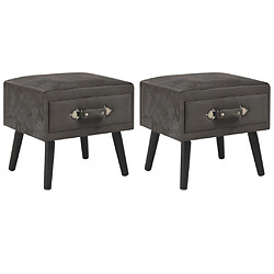 Helloshop26 Table de nuit chevet commode armoire meuble chambre 2 pcs gris 40x35x40 cm velours 1402069