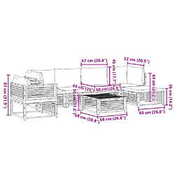 vidaXL Salon de jardin avec coussins 7 pcs bois massif d'acacia pas cher