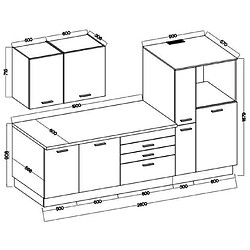 Acheter Cuisine complete AYA - Décor noir - L 280 x P 60 x H 214 cm - Plan de travail inclus