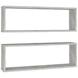 Maison Chic Lot de 2 Étagères cube murales,Etagère de rangement flottantes Gris béton 80x15x26,5 cm Aggloméré -MN25699