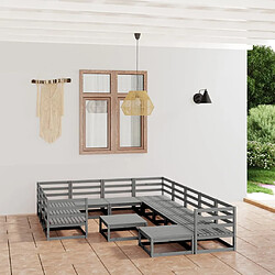 Maison Chic Ensemble de salle à manger de jardin 12 pcs,Table et chaises d'extérieur bois de pin massif -GKD101793