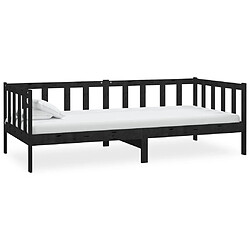 Avis vidaXL Lit de repos avec matelas 90x200 cm Noir Bois de pin massif