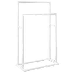 Maison Chic Porte-serviette sur pied,Étagère pour serviettes,Barre porte-serviett pour salle de bain Blanc 48x24x78,5 cm Fer -GKD27376