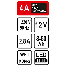 Avis Sthor Chargeur de batterie avec LED 12V 4A 60Ah