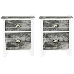 Avis Maison Chic Lot de 2 Tables de chevet,Table de nuit,Table d'appoint pour salon avec 2 tiroirs Gris et blanc -MN62571