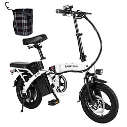 Vélo électrique Honey Whale S6-S - Moteur 350W Batterie 48V10.4AH Autonomie 40KM Freins à Disque - Blanc