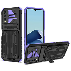 Coque en TPU anti-chocs avec béquille et porte-carte, violet pour votre Vivo Y20/Y20i/Y12a/Y20s/Y12s