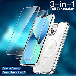 Coque Silicone Transparente Compatible Magsafe + Verres Trempes X2 Pour iPhone 13 Mini Little Boutik®