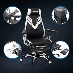 Avis Chaise de Gaming haut de gamme GENIDIA ELITE PRO Noir/Blanc hjh OFFICE