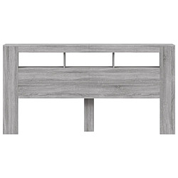 Maison Chic Tête de lit moderne à LED lumineuse pour chambre - Décoration de lit sonoma gris 200x18,5x103,5 cm bois ingénierie -MN59659 pas cher