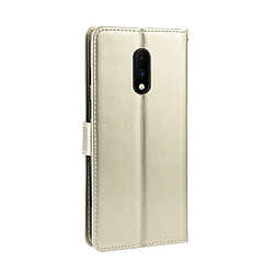 Avis Wewoo Housse Coque en cuir à rabat horizontal Texture rétro Crazy Horse pour OnePlus 7avec porte-carte et fentes cartes et cadre photo Or