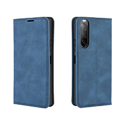 Etui en PU flip auto-absorbant au toucher soyeux avec support bleu pour votre Sony Xperia 10 II