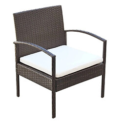 Maison Chic Salon de jardin 4 pcs + coussins - Mobilier/Meubles de jardin - Table et chaises d'extérieur Résine tressée Marron -MN96917 pas cher