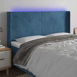 Maison Chic Tête de lit scandinave à LED,meuble de chambre Bleu foncé 203x16x118/128 cm Velours -MN67879