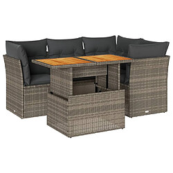 vidaXL Salon de jardin 5 pcs avec coussins gris résine tressée