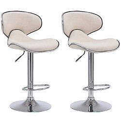 Decoshop26 Lot de 2 tabourets de bar pivotant design moderne en tissu crème support en métal chromé 10_0004265