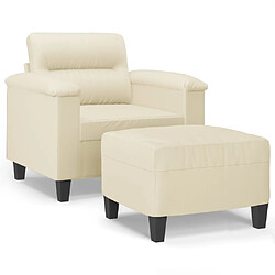 vidaXL Fauteuil avec repose-pied Crème 60 cm Similicuir