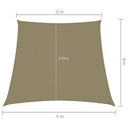 Acheter vidaXL Voile de parasol Tissu Oxford trapèze 2/4x3 m Beige