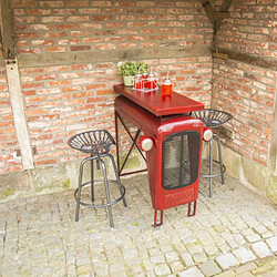 Avis L'Héritier Du Temps Table Tracteur Rouge Console Bar Modèle Calandre de Tracteur en Acier 67x100x104cm